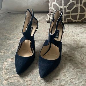Jones New York Navy Christie Suede Heels, Size 8